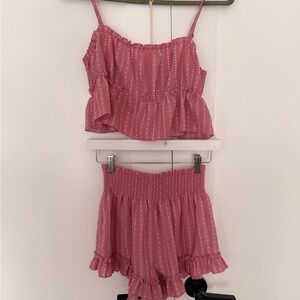 Forever 21 Dusty Pink Smocked Top Set